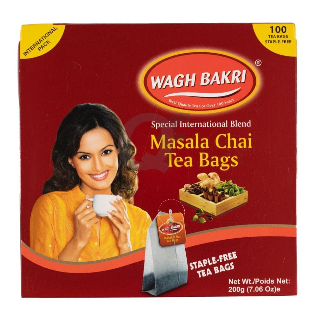 Asiatische Masala Chai Tee Beutel, Staple-Free, 200g, Wagh Bakri.