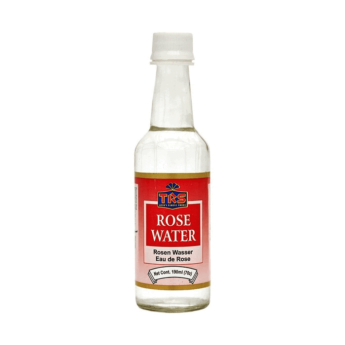 Rosenwasser im kleinen Fläschchen, asiatischer Lebensmittel Online-Shop.