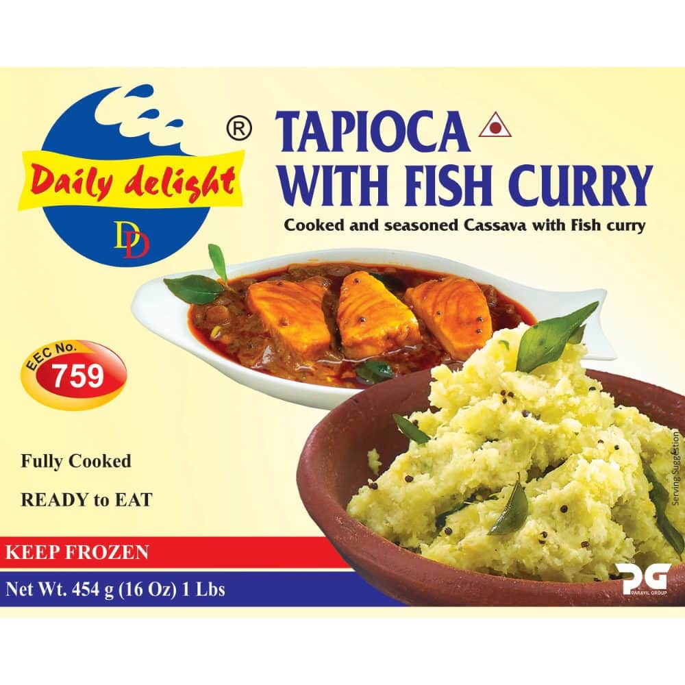 Asiatischer Lebensmittelladen - Tapioka mit Fischcurry, fertig gekocht, gefroren, 454g.