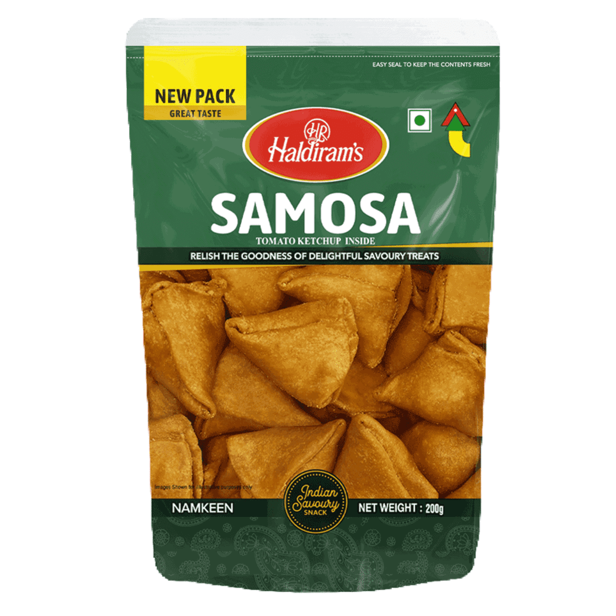 Asiatische Lebensmittel Online-Shop, Samosa Snack, 200g Packung, Haldiram's.