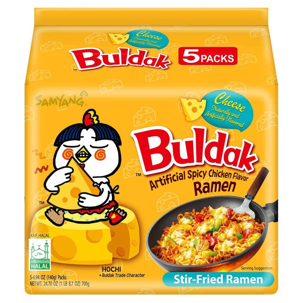 Buldak Käse-Ramennudeln 5er-Pack, asiatische Lebensmittel Online-Shop.