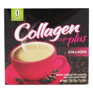 Asiatischer Kollagenkaffee in pinker Tasse, 200g Packung, asiatischer Lebensmittel Online-Shop.