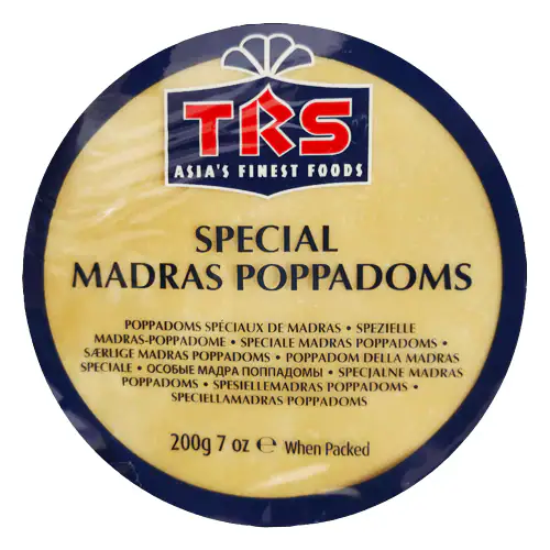 Asiatischer Lebensmittelladen - TRS Papadam 200g, knusprige indische Snacks.