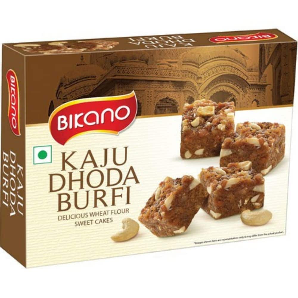 Asiatischer Kaju Dhoda Burfi, Süßigkeit, indisches Dessert, 400g, asiatische Lebensmittel.