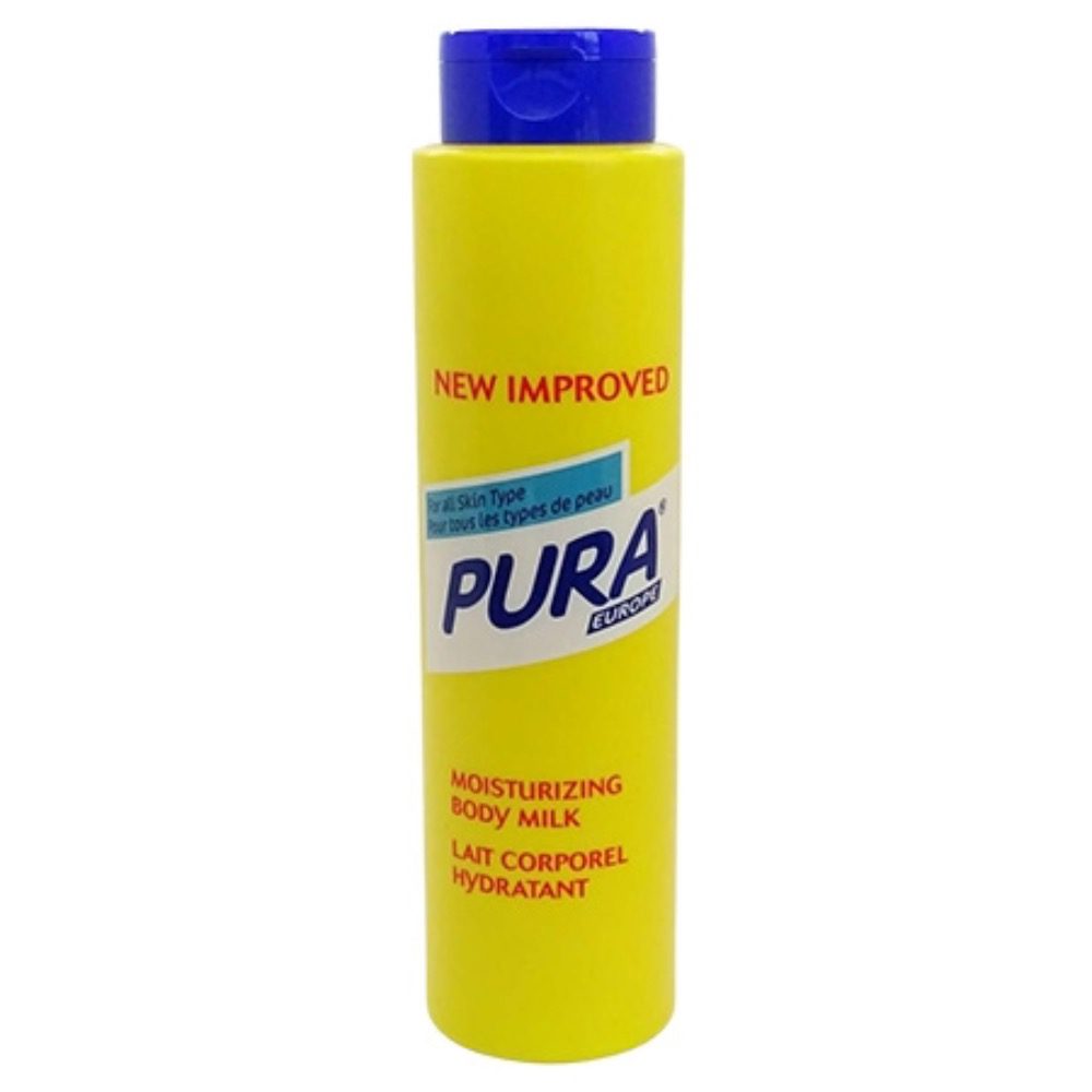 Feuchtigkeitsspendende Körpermilch von Pura, ideal für alle Hauttypen.