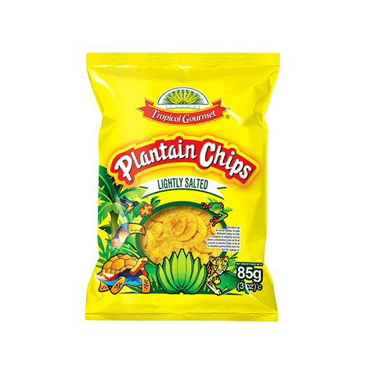 Asiatische Plantain Chips, leicht gesalzen, tropischer Snack, 85g.
