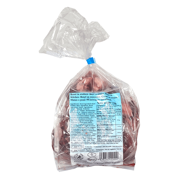 Asiatische Lebensmittel Online-Shop, frisches Rindfleisch in Plastikverpackung.