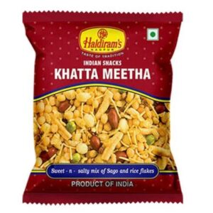 Asiatische Lebensmittel Online-Shop, Haldiram's Khatta Meetha Snack, indischer Süß-Salzig-Kräcker.