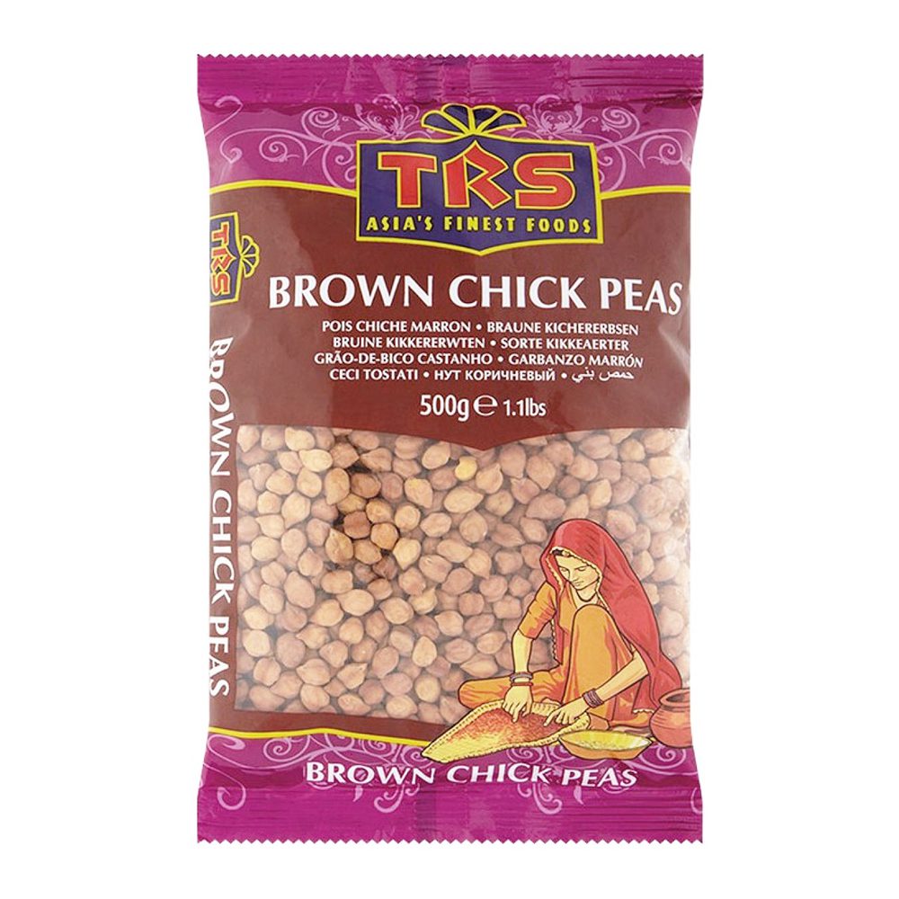 Asiatische Lebensmittel Online-Shop, braune Kichererbsen in Packung, 500g.