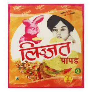 Asiatische Lebensmittel Online-Shop, LIJJAT Papad Knoblauch 200g, knuspriges Snackprodukt.