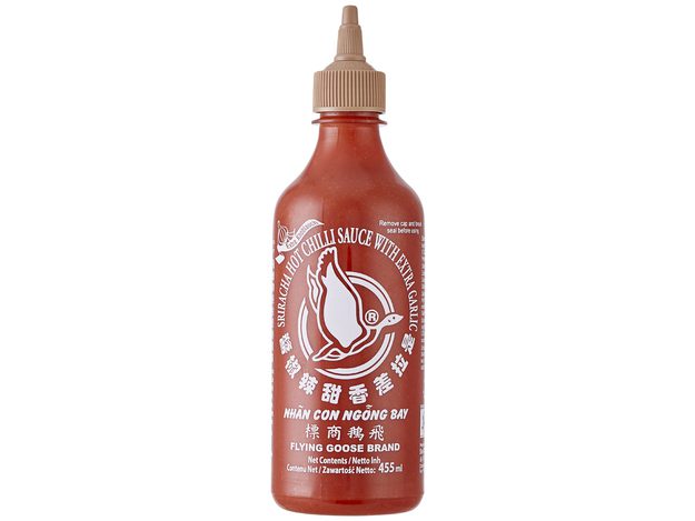 Sriracha Knoblauch Chili Sauce für asiatische Gerichte, 455ml.