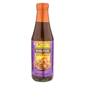 Asiatischer Bhelpuri Chutney in Flasche, asiatische Lebensmittel.