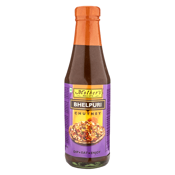 Asiatischer Bhelpuri Chutney in Flasche, asiatische Lebensmittel.