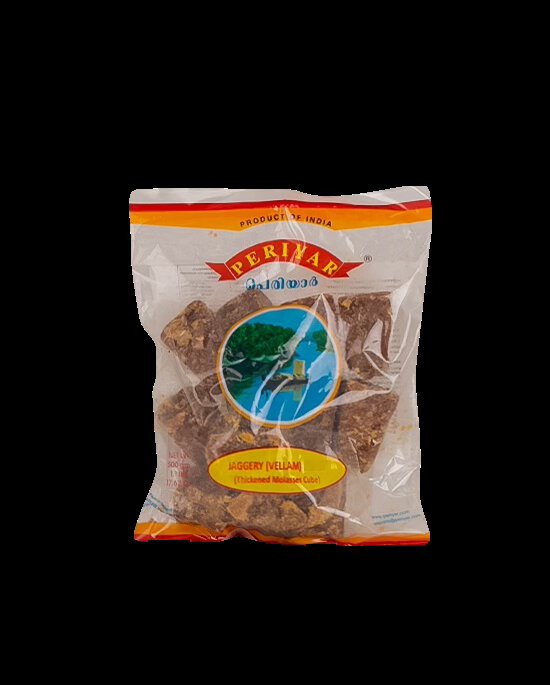 Asiatische Lebensmittel Online-Shop, PERIYAR Jaggery 500g in Verpackung.