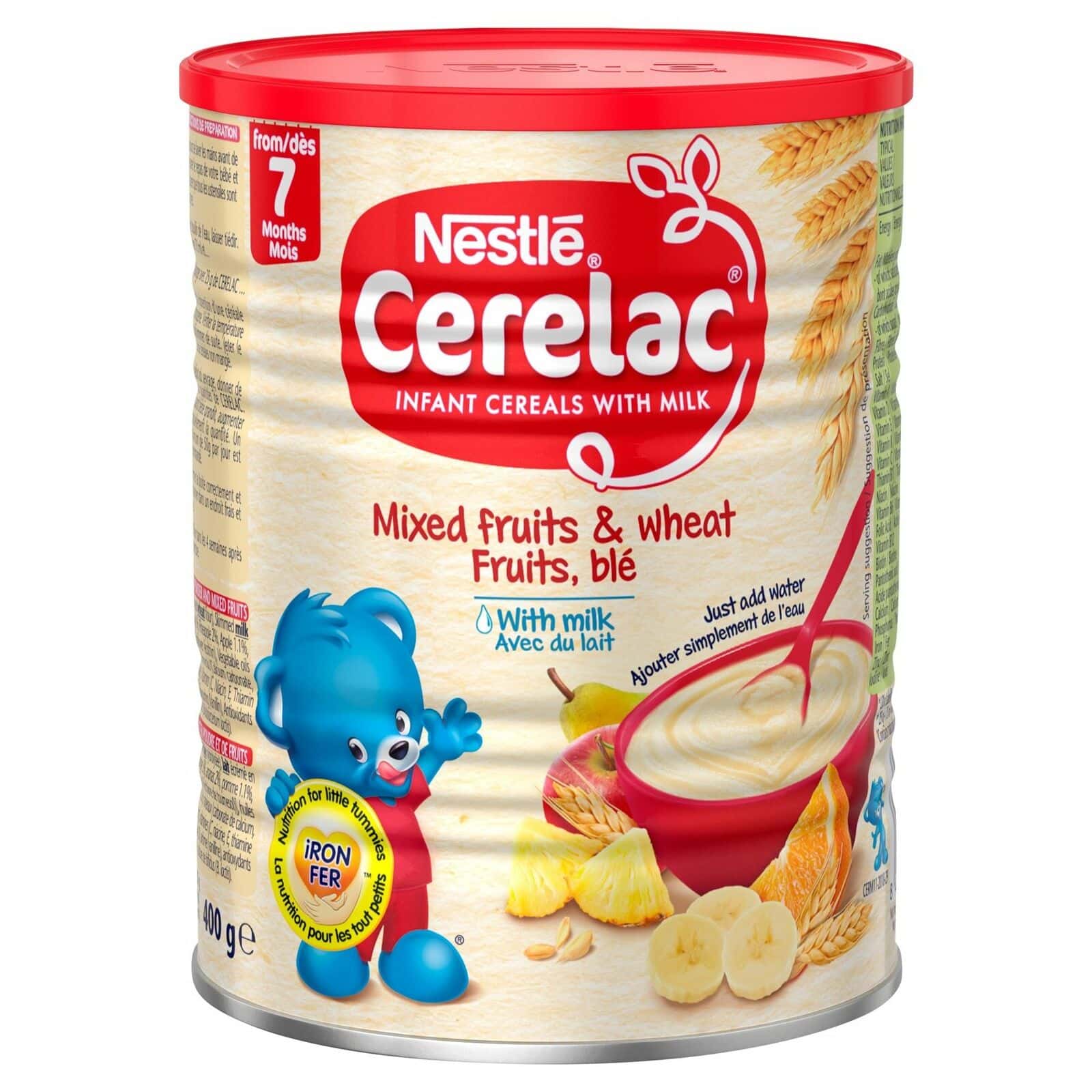 Kindermilchpulver Cerelac mit Früchten und Weizen, 400g, für Kinder ab 7 Monaten.