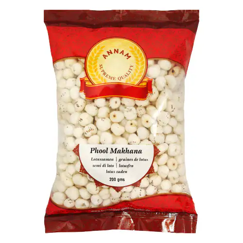Asiatische Lebensmittel Online-Shop, Phool Makhana 200g, Lotus Samen, semi de loto, lotus zaden.