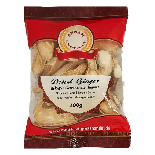 Asiatische Lebensmittel Online-Shop, getrockneter Ingwer 100g, asiatischer Snack.