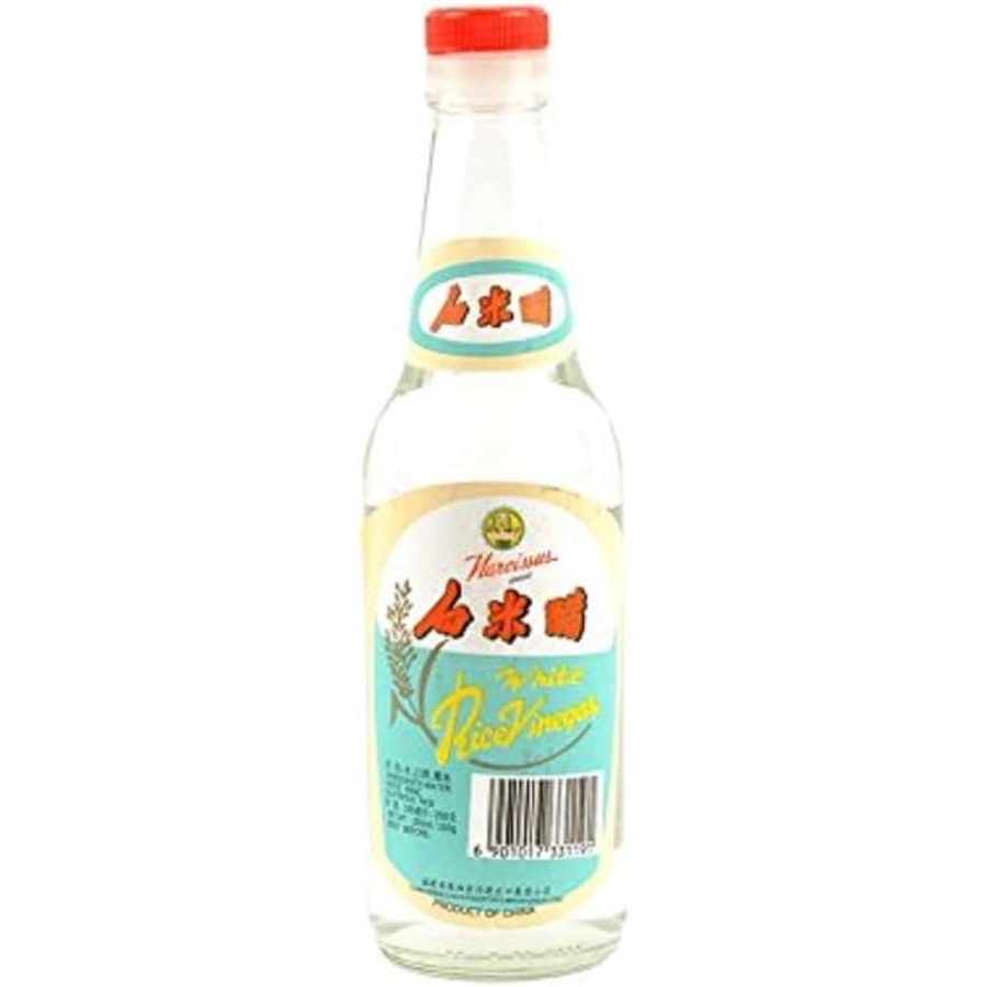 Asiatische Lebensmittel Online-Shop, weißer Reisessig in Flasche.