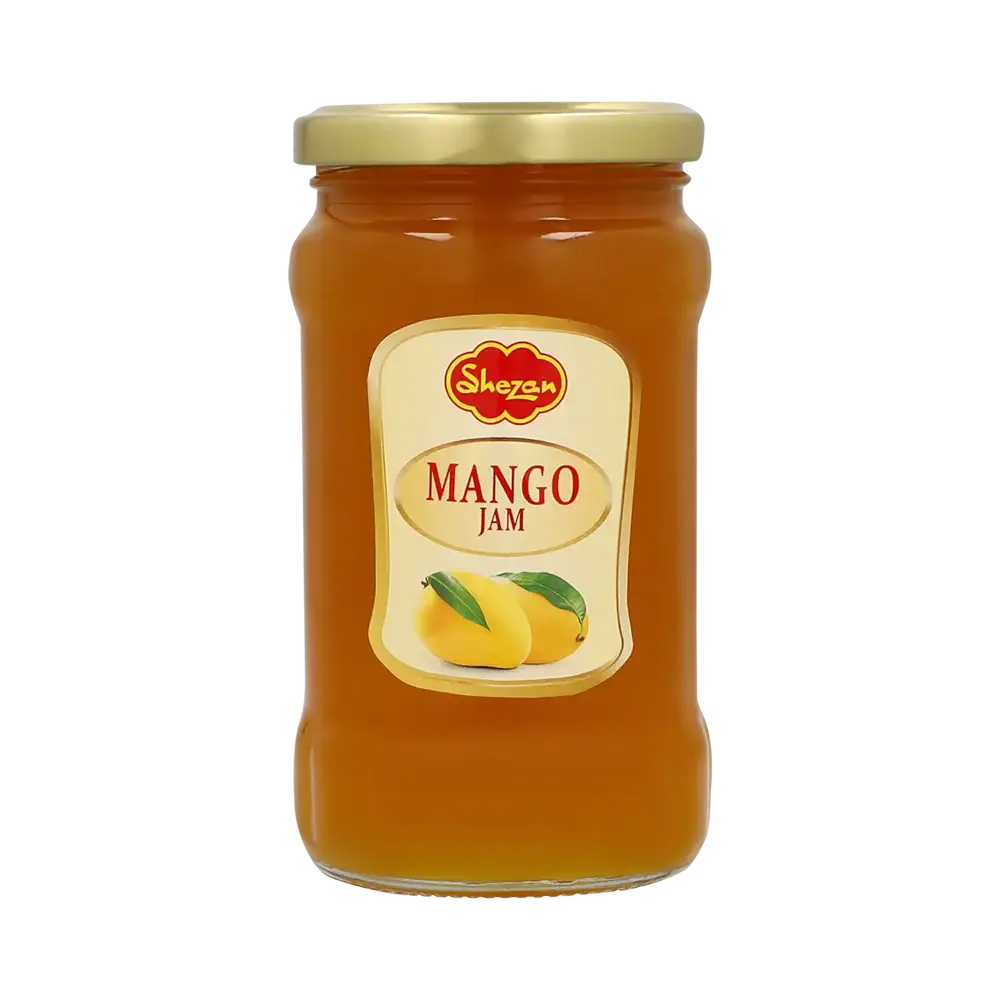 Asiatische Lebensmittel Online-Shop. Mango-Marmelade im Glas.