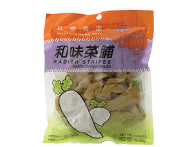 Asiatische Lebensmittel Online-Shop mit Radieschen Streifen in Verpackung.
