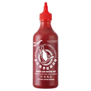 Sriracha Hot Chili Sauce Flasche für asiatische Küche.