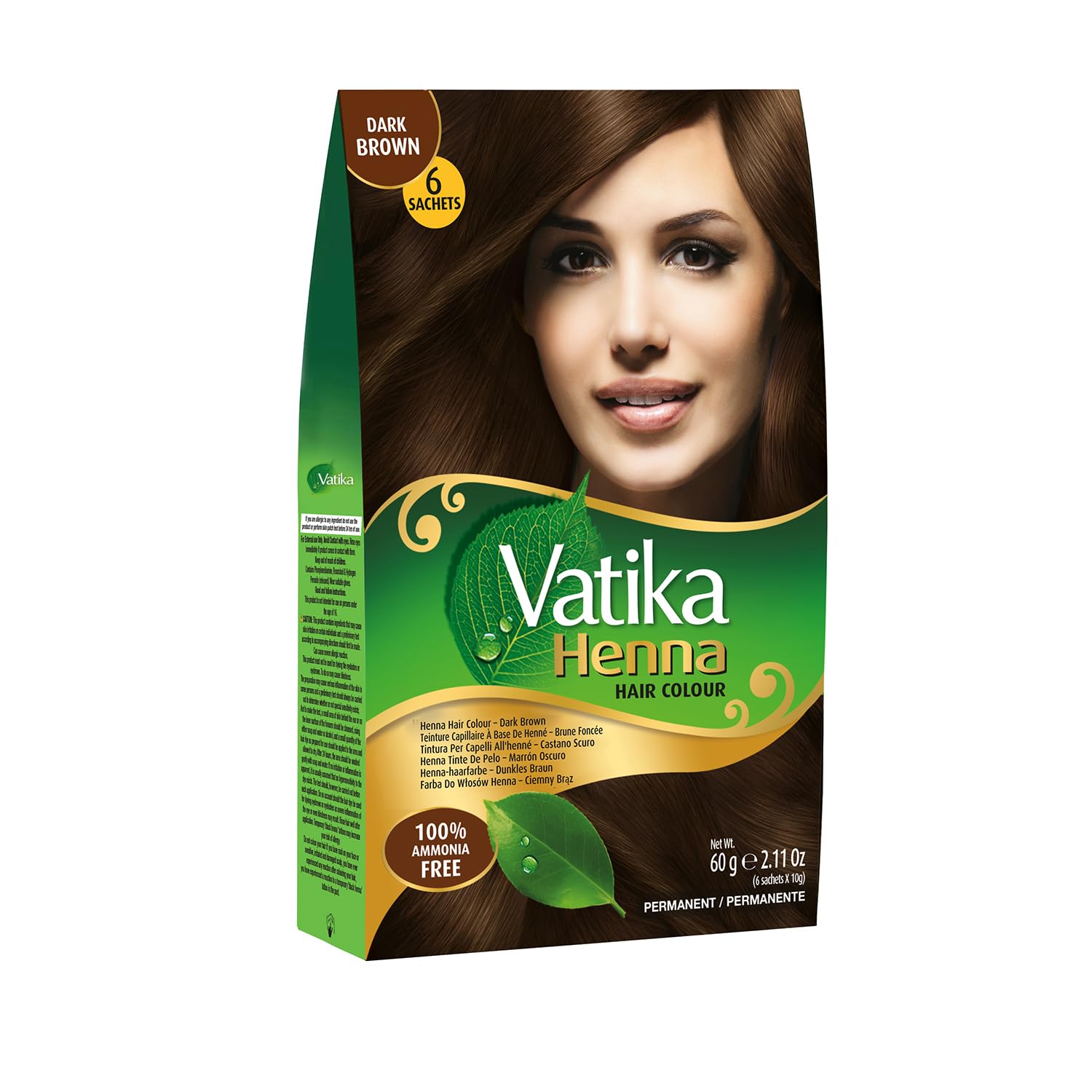 Asiatischer Lebensmittelladen - Vatika Henna Haarfarbe in braun, 6 Säckchen.