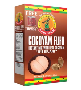 Asiatischer Lebensmittel Online-Shop, Cocoyam Fufu Verpackung mit Erdnüssen.