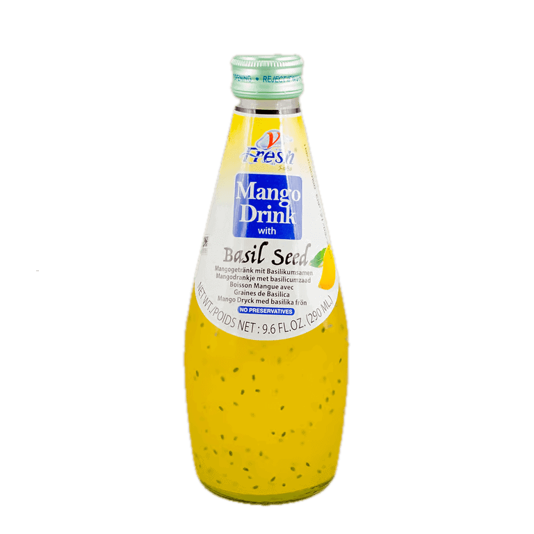 VFresh Mangosaft mit Basilikumsamen, asiatischer Lebensmittelladen, 290ml Flasche.