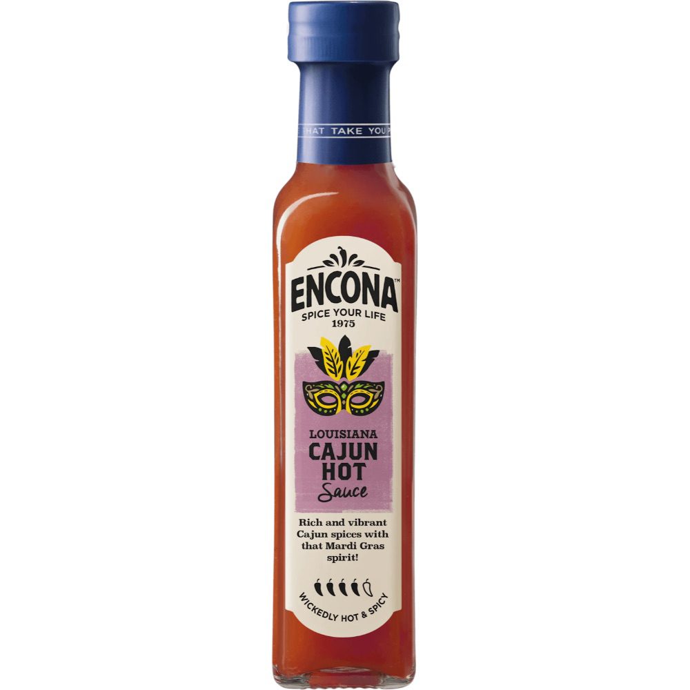 Encona Cajun Hot Sauce Flasche im asiatischen Lebensmittel Shop.