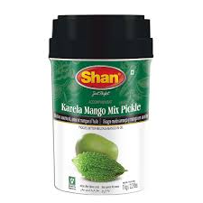 Asiatischer Mango Karela Pickle im Online-Shop, 1kg, scharf und aromatisch.