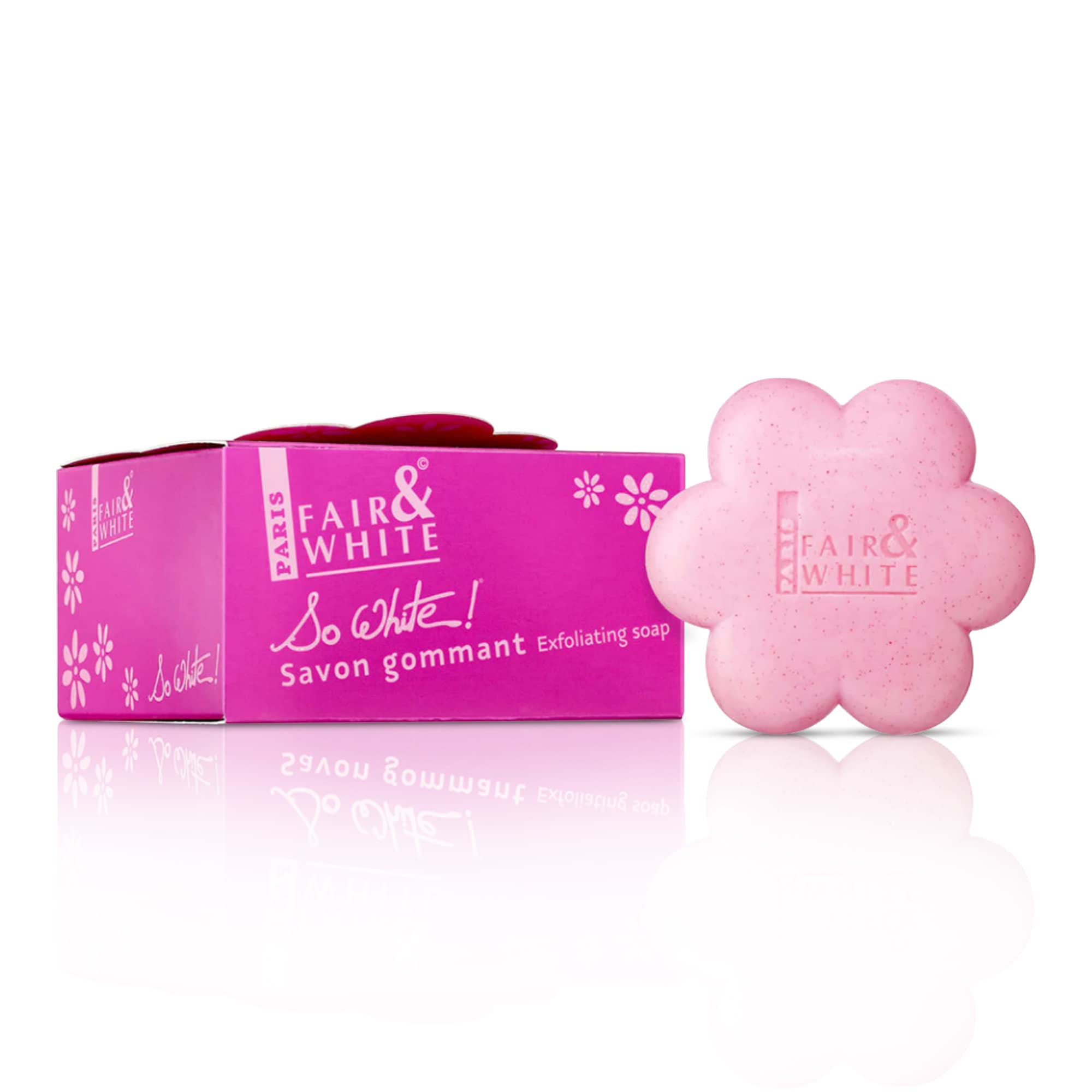 Asiatischer Lebensmittelladen, FAIR & White Seife 200g, pinke Blume.
