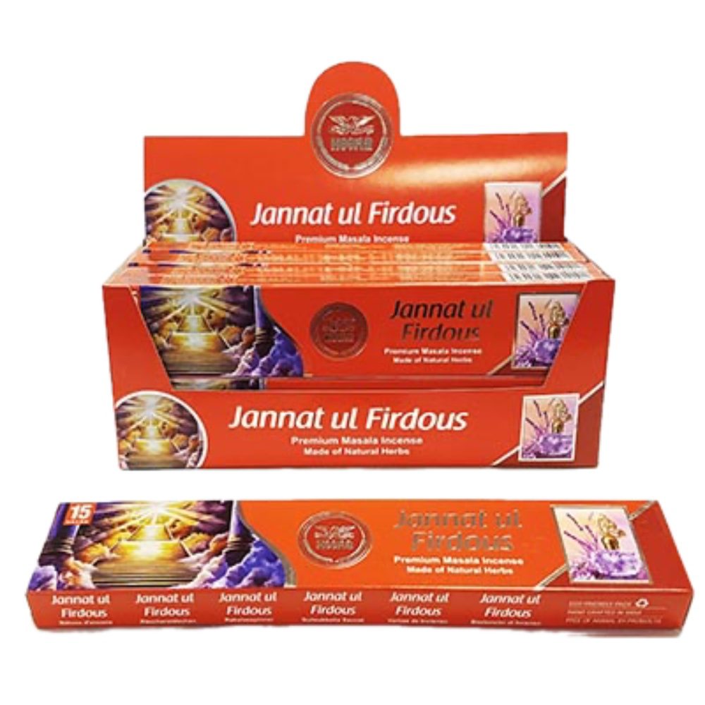 Asiatische Lebensmittel Online-Shop, Räucherstäbchen Jannat ul Firdous, natürliche Gewürzduft.