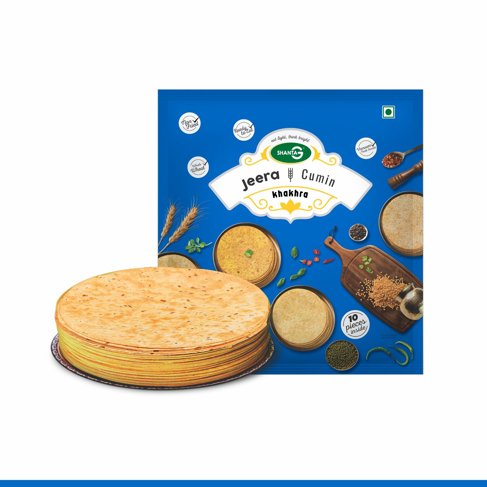 Asiatischer Lebensmittelladen - Jeera Khakhra, 200g Packung, authentisch und knusprig.