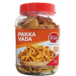 Asiatischer Snack Pakka Vada in Glasbehälter, asiatische Lebensmittel Online-Shop.