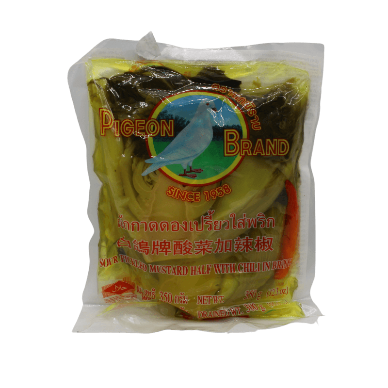 Asiatischer Senf Pigeon Brand 350g, scharf, in Verpackung, asiatische Lebensmittel.