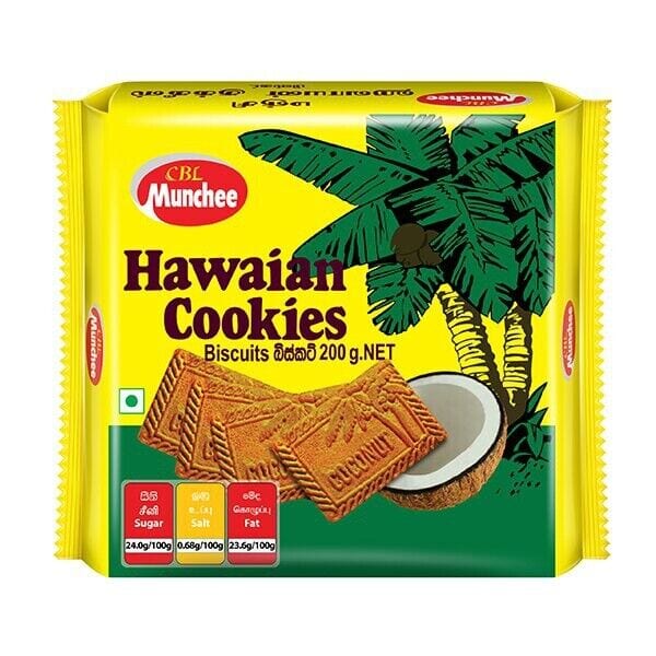 Asiatischer Hawaii-Kekse in Verpackung mit Palmenmotiv, 200g.