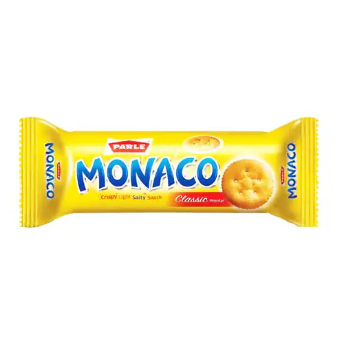 Asiatischer Lebensmittel Online-Shop, PARLE Monaco 65g Keks in gelber Verpackung.