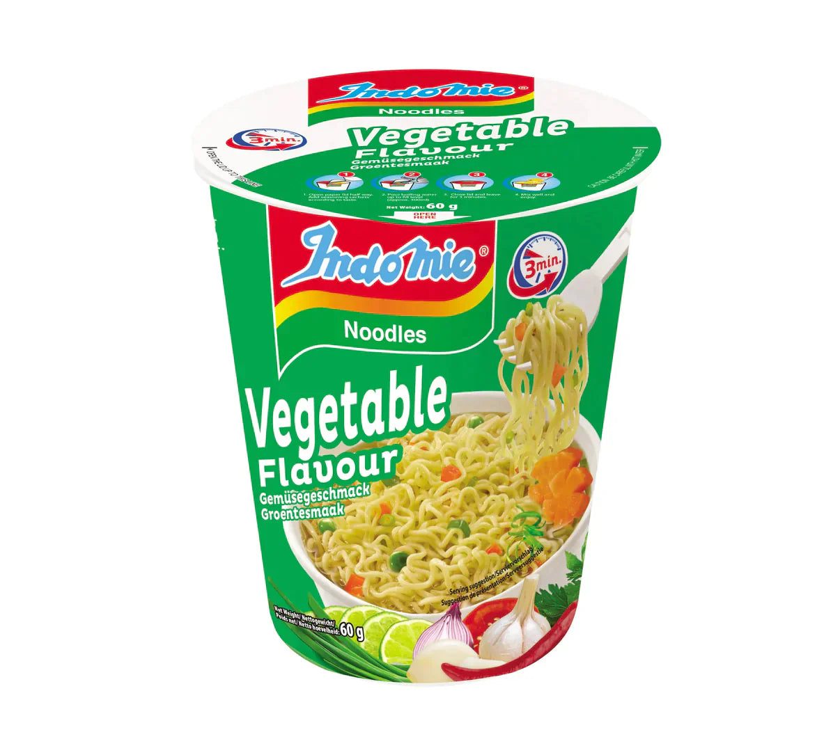Indomie Gemüse Geschmack Nudeln, asiatischer Lebensmittelladen, 60g.