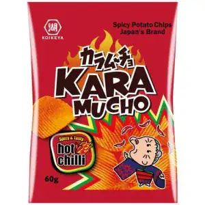 Asiatische Lebensmittel Online-Shop, Kara Mucho scharfe Chips 60g, japanische Chilli Chips.