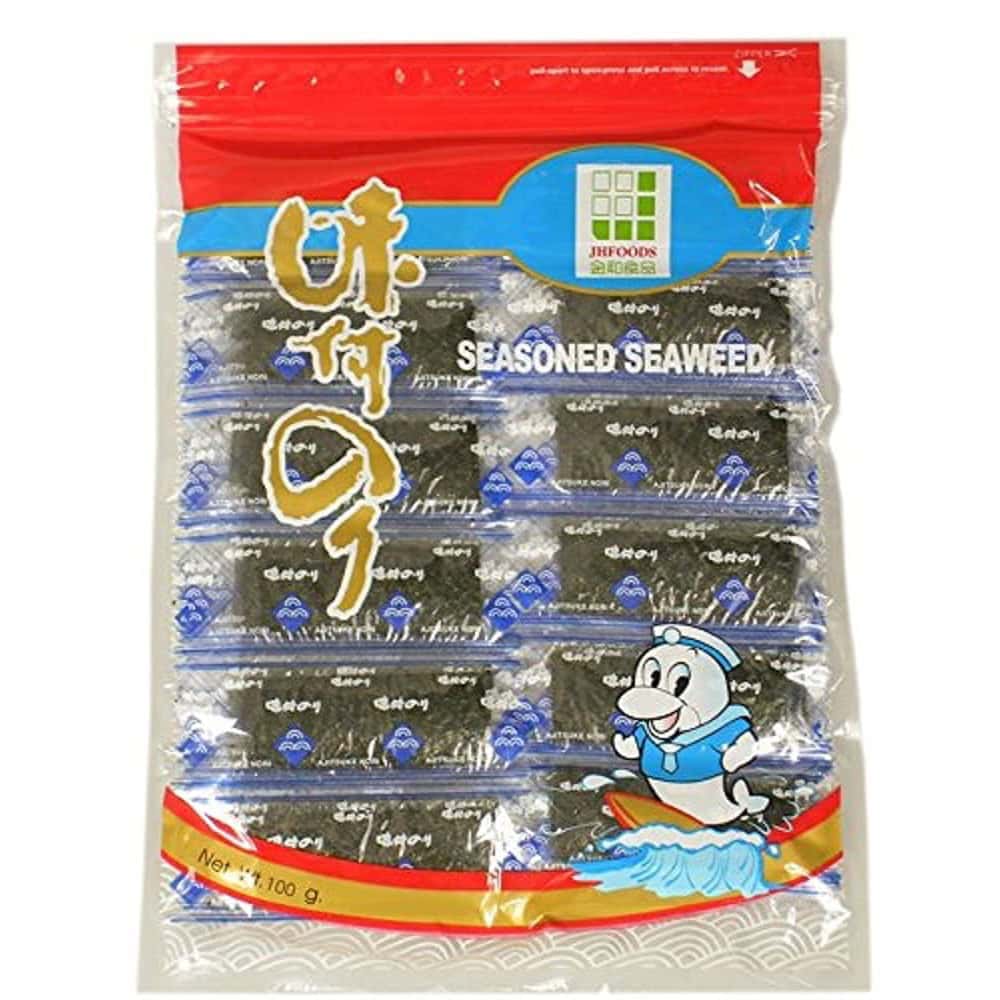 Asiatische Lebensmittel Online-Shop, gewürzter Seetang in Verpackung, 100g.