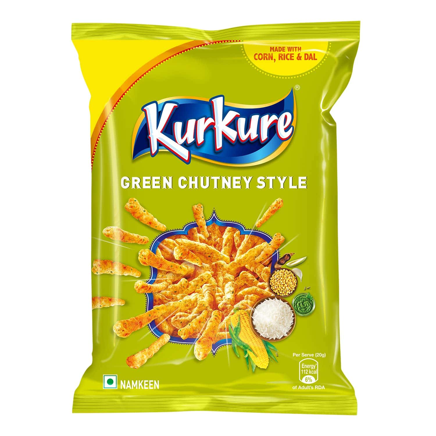 Asiatischer Lebensmittelladen - Kurkure Green Chutney Snack 20g.