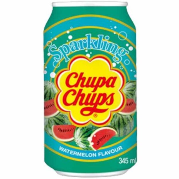 Erfrischende Chupa Chups Wassermelonen-Getränk, 345ml, asiatischer Lebensmittelladen.