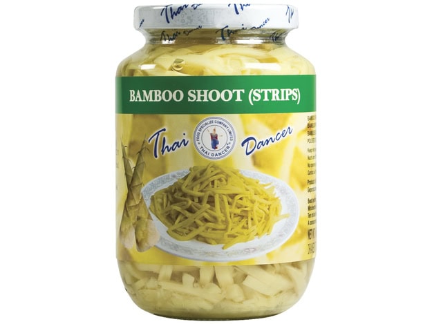 Asiatische Lebensmittel Online-Shop, Bambus-Sprossenschnitt in Glas.