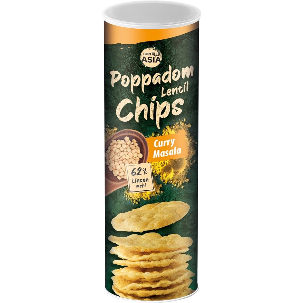 Asiatische Lebensmittel Online-Shop - Poppadom Chips Curry Masala.