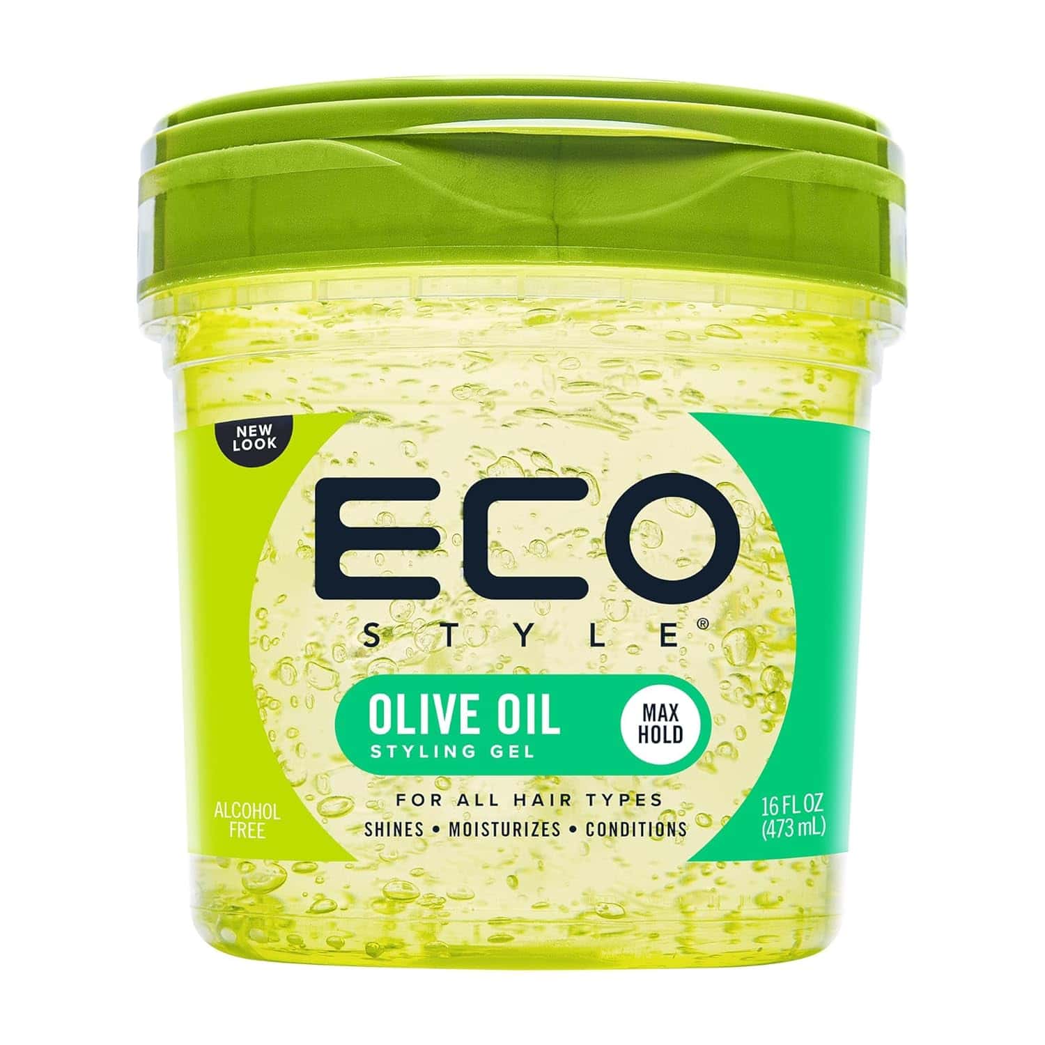 ECO Olive Oil Styling Gel 473ml, ideal für alle Haartypen, feuchtigkeits- und glanzfördernd.