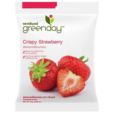 Asiatische Lebensmittel Online-Shop, Greenday Crispy Strawberry 25g, frische Erdbeeren.