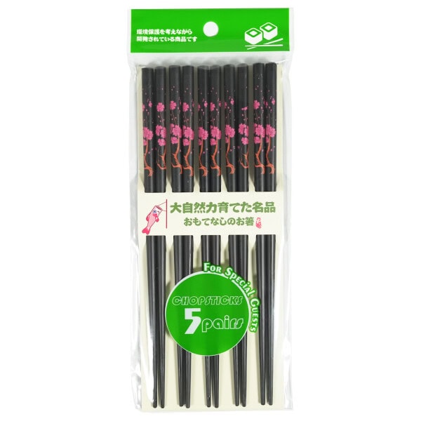 Asiatische Lebensmittel Online-Shop, Essstäbchen mit Blumenmuster, 5er Pack.