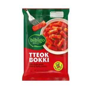 Asiatischer Tteokbokki in scharfer Sauce, asiatische Lebensmittel Online-Shop.