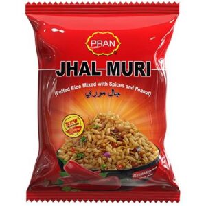 Asiatischer Jhal Muri Snack im Online-Shop, gewürzt mit Gewürzen und Erdnüssen.