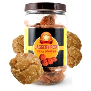 Asiatische Lebensmittel Online-Shop, Jaggery Pesi in Glas, asiatischer Süßstoff.
